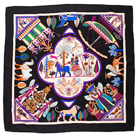 Hermès-Hermès Carré 90 "PERSEPOLIS" 100% Silk Scarf Black-Black