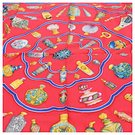 Hermès-Hermès Carré 90 "Qu'importe le flacon" 100% Silk Scarf Red x Blue-Red