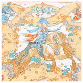 Hermès-Hermès Carré 90 "Les Petits Princes" 100% Silk Scarf Orange-Yellow