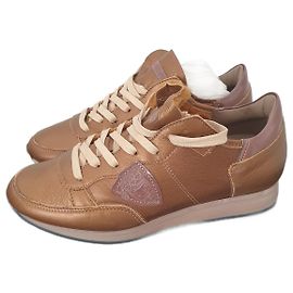 Baskets Philippe Model Cuir Or Cuivre Doré Cuivre