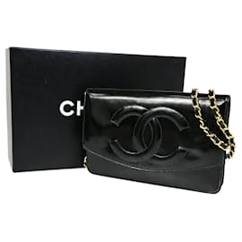 Chanel-Chanel Portefeuille Sur Chaîne-Noir