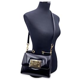 Dolce & Gabbana-Black Patent Leather 90s Sicily Shoulder Bag-Black