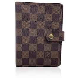 Louis Vuitton-Couverture d'agenda PM en toile Damier Ebene vintage à 6 anneaux-Marron