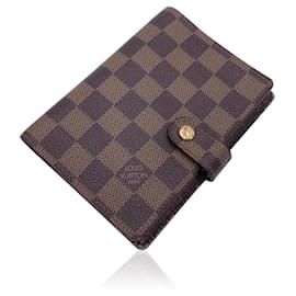 Louis Vuitton-Couverture d'agenda PM en toile Damier Ebene vintage à 6 anneaux-Marron