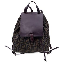 Fendi Vintage Zucca Monogramm Canvas Rucksack Braun