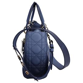 Dior-Dior Lady Dior Small Bag in Blue Lambskin Leather-Blue,Light blue