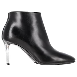 Balenciaga-Balenciaga Round Toe Steel Transparent Heel Ankle Boots in Black Leather-Black