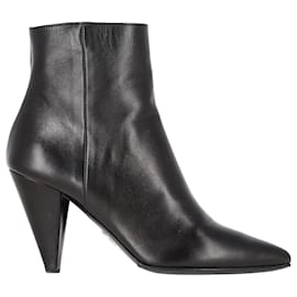 Prada-Prada Pointed Toe Ankle Boots in Black Leather -Black