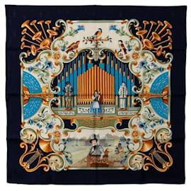 Hermès-Hermes Orgauphone and Other Mechanical Scarf Canvas Scarf in Excellent condition-Blue