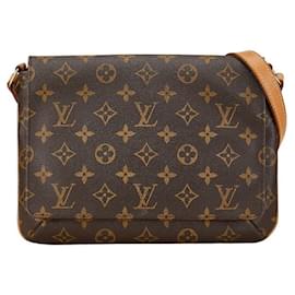 Louis Vuitton-Sac à épaule Louis Vuitton Musette Tango en toile M51257 en bon état-Marron