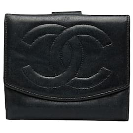 Chanel-Chanel Decacoco Double Hook Bifold Wallet Leather Short Wallet 4366719 in Good condition-Black