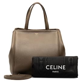 Céline-Sac à main en cuir Celine Small Fold Hippo en excellent état-Gris