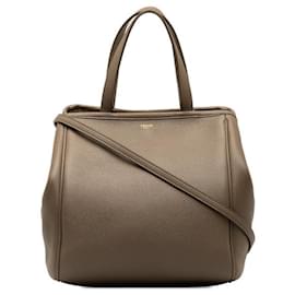 Céline-Celine Small Fold Hippo Handbag Leather Handbag in Excellent condition-Grey