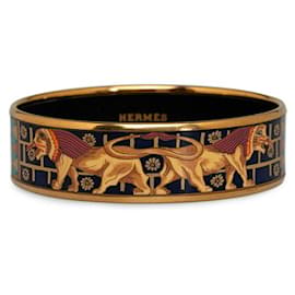 Hermès Hermes Hermes Smalto GM Cloisonne Bracciale rigido Bracciale in metallo in condizioni eccellenti D'oro