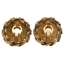 Chanel-Chanel Rhinestone CC Clip On Earrings Metal Earrings in Excellent condition-Golden