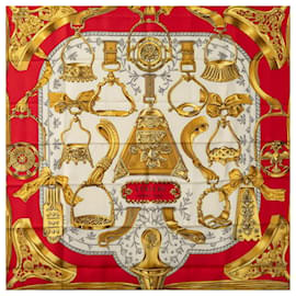 Hermès-Hermes Carre 90 Etriers Scarf Cotton Scarf in Good condition-Red