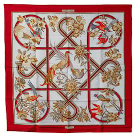 Hermès-Hermes Carre 90 Caraibes Scarf Cotton Scarf in Excellent condition-Red