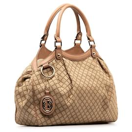 Gucci-Gucci Diamante Sookie Handbag Tote Bag Canvas Tote Bag 211944 in Excellent condition-Brown