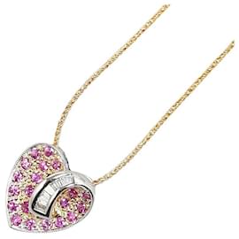 & Other Stories-LuxUness 18K Ruby Diamond Heart Necklace  Metal Necklace in Excellent condition-Silvery