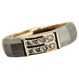 & Other Stories-LuxUness 18K & Platinum Diamond Band  Metal Ring in Excellent condition-Golden