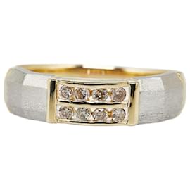 & Other Stories-Pt900 Platinum K18YG Yellow Gold Brown Diamond Ring in Excellent Condition-Golden