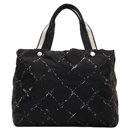 Chanel-Sac tote en toile Chanel Old Travel Line MM en bon état-Noir