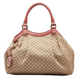 Gucci-Gucci Diamante Sookie Handbag Tote Bag Canvas Tote Bag 211944 in Good condition-Brown