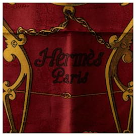 Hermès-Hermes Carre 90 by Mefsire Antoine De Plvvinel Horseback Knight Scarf Canvas Scarf in Excellent condition-Red