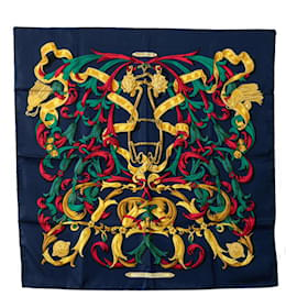 Hermès-Hermes Carre 90 Le Mors Conetable Silk Scarf Canvas Scarf in Good condition-Blue