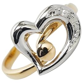 & Other Stories-LuxUness 18K & Platinum Diamond Heart Ring  Metal Ring in Excellent condition-Golden