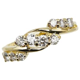 & Other Stories-Anel de ouro amarelo K18YG com diamante de 0,5 ct para mulheres em ótimo estado-Dourado