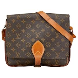 Louis Vuitton-Sac à bandoulière Louis Vuitton Cartouchiere GM en toile M51252 en bon état-Marron