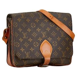 Louis Vuitton-Sac à bandoulière Louis Vuitton Cartouchiere GM en toile M51252 en bon état-Marron