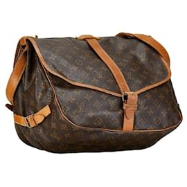 Louis Vuitton-Sac bandoulière en toile Louis Vuitton Saumur 35 M42254 en bon état-Marron