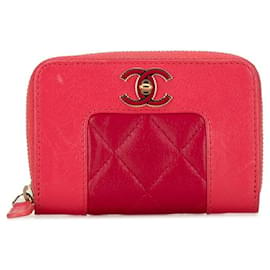 Chanel-Porte-monnaie en cuir Chanel Mademoiselle en bon état-Rose