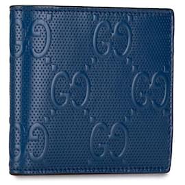 Gucci-Gucci Leather GG Embossed Bifold Wallet 625555 in Very Good Condition-Black