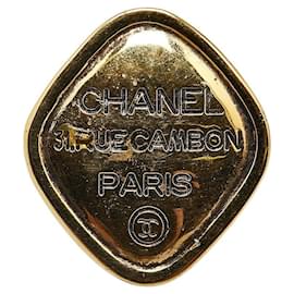 Chanel-Broche Chanel Diamond Frame 31 Rue Cambon Broche en métal en excellent état-Doré