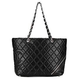 Chanel-Chanel Coco Mark Cambon Chain Tote Bag Leather Tote Bag in Good condition-Black