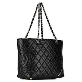 Chanel-Chanel Coco Mark Cambon Chain Tote Bag Leather Tote Bag in Good condition-Black