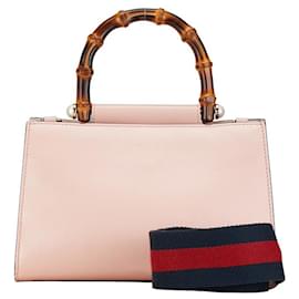 Gucci-Gucci Leather Nymphea Bamboo Sherry Line 2WAY Handbag 470271 in Very Good Condition-Pink