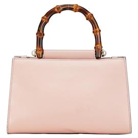 Gucci-Gucci Leather Nymphea Bamboo Sherry Line 2WAY Handbag 470271 in Very Good Condition-Pink