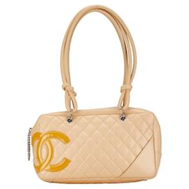 Chanel-Sac à main en cuir Chanel Cambon Line 9049450 en bon état-Marron