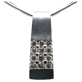 & Other Stories-LuxUness 18K Diamond Plate Necklace  Metal Necklace in Excellent condition-Silvery