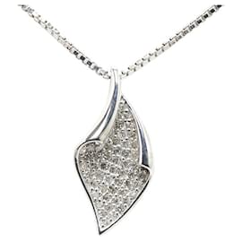 & Other Stories-LuxUness 18K Diamond Necklace  Metal Necklace in Excellent condition-Silvery