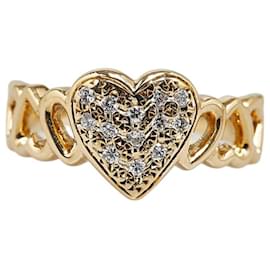 & Other Stories-K18YG Yellow Gold Diamond Heart Motif Ring Size 11 in Excellent Condition-Golden