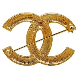 Chanel-Chanel Rhinestone CC Logo Brooch Metal Brooch in Good condition-Golden