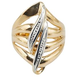 & Other Stories-Anel de diamante Pt900 em platina e ouro amarelo K18YG 0,01ct em excelente estado-Dourado