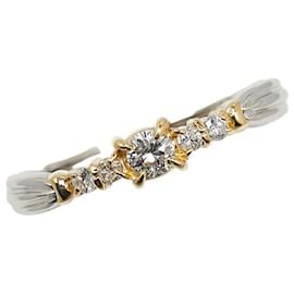 & Other Stories-Pt900 Platinum K18YG Yellow Gold Diamond Ring 0.2ct in Great Condition-Silvery