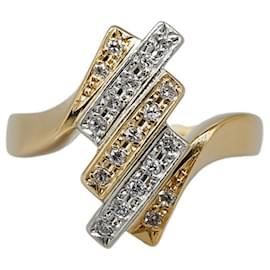 & Other Stories-Anel de diamante Pt900 em platina e ouro amarelo K18YG 0,21ct em excelente estado-Dourado