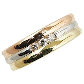 & Other Stories-LuxUness 18K & Platinum Diamond Three Band Ring  Metal Ring in Excellent condition-Golden